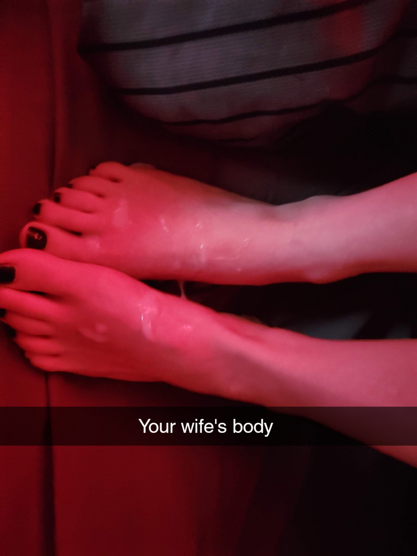 Photo by Fguccd with the username @Fguccd,  September 22, 2020 at 11:51 PM. The post is about the topic Cuckold and the text says 'I have cum on all your favorite parts of your wife's body. #cuckold #cumshot #feet #hotwife #cheating #snapchat'