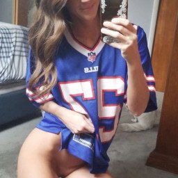Photo by SoccerMom88 with the username @SoccerMom88, who is a star user,  November 26, 2021 at 1:37 AM. The post is about the topic Mirror Selfies and the text says 'lets go bills!!'