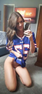 Photo by SoccerMom88 with the username @SoccerMom88, who is a star user,  November 26, 2021 at 1:37 AM. The post is about the topic Mirror Selfies and the text says 'lets go bills!!'