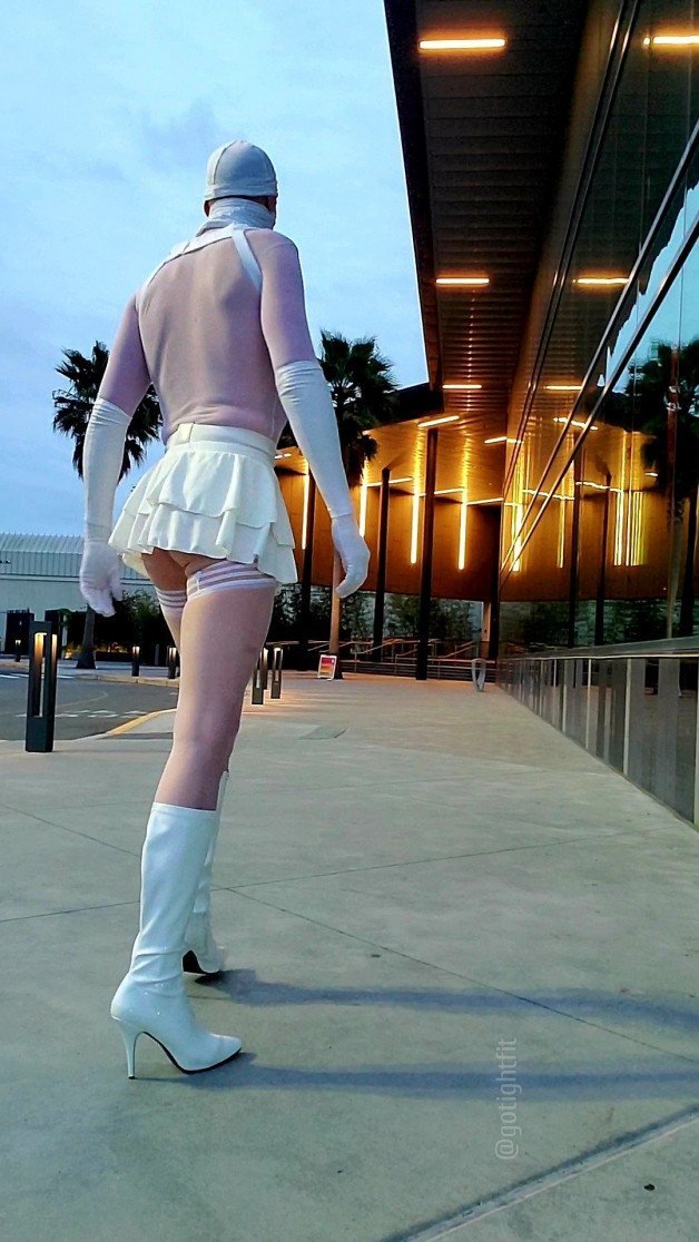 Photo by GoTightFit with the username @gotightfit,  June 11, 2021 at 7:02 AM. The post is about the topic High Heel Boots and the text says 'Evening Outfit 

#gotightfit #fashion #pride #sexy #highheels #femboy #nonbinary #lgbtq #tightwear #spandex #hot'
