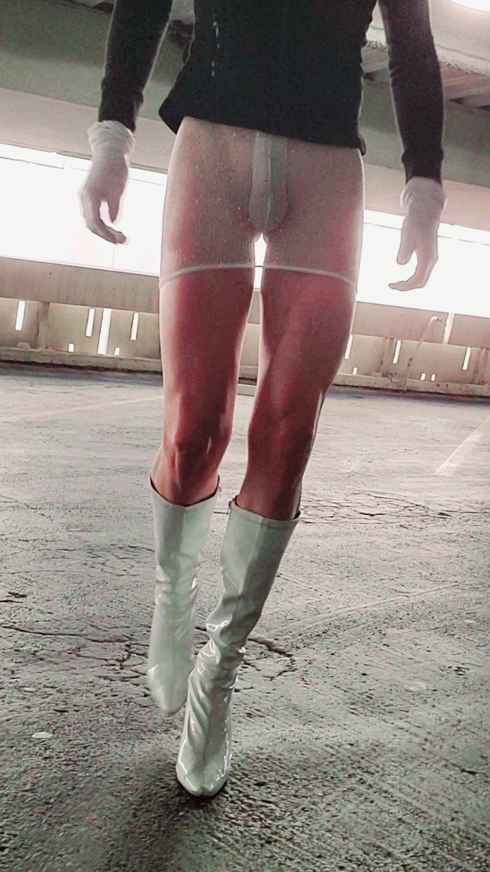 Photo by GoTightFit with the username @gotightfit,  March 9, 2022 at 3:23 PM. The post is about the topic High Heel Boots and the text says 'high heels and sheer dress'