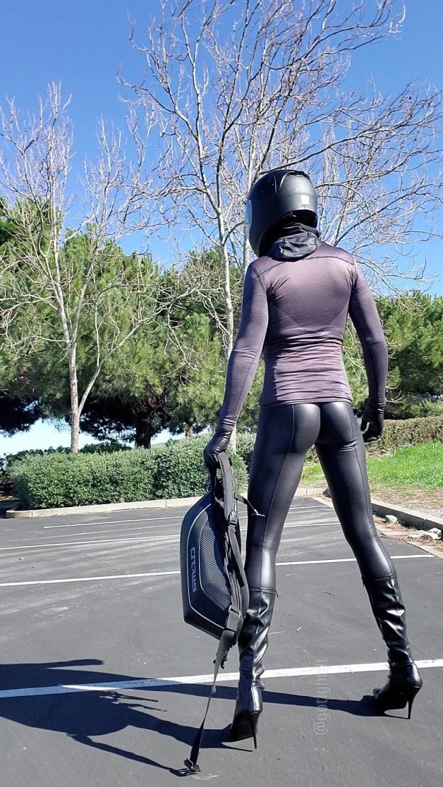 Photo by GoTightFit with the username @gotightfit,  April 10, 2021 at 12:28 PM. The post is about the topic High Heel Boots and the text says 'moto pose

#gotightfit #sexy #ass #spandex #moto #tightwear #highheels #hotboy #public #leather #fitspo'
