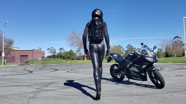 Photo by GoTightFit with the username @gotightfit,  May 7, 2021 at 4:23 AM. The post is about the topic GoTightFit and the text says 'anticipation

#gotightfit #sexy #ass #latex #leather #moto #tight #highheels #femboy #fem #buns #gloves'