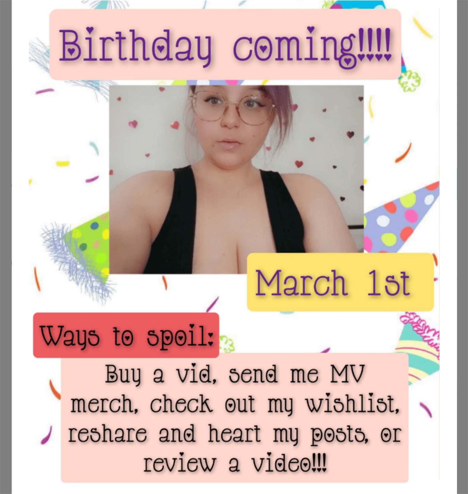 Photo by Tainted420 with the username @Tainted420, who is a star user,  February 28, 2022 at 12:22 AM and the text says 'join me for my birthday? Tainted420.manyvids.com'
