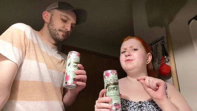 Photo by SpicedEnterprise with the username @spicesophia, who is a star user,  April 15, 2024 at 1:02 AM and the text says 'Arizona hard sweet tea taste test! https://rumble.com/v4ph8bh-arizona-hard-iced-tea-taste-test.html'