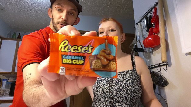 Photo by SpicedEnterprise with the username @spicesophia, who is a star user,  December 17, 2023 at 10:30 PM and the text says 'New Taste test! https://rumble.com/v40sd98-reeses-caramel-big-cup-taste-test.html'