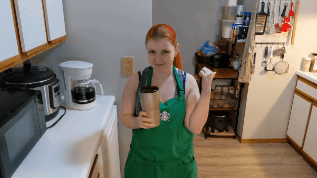 Photo by SpicedEnterprise with the username @spicesophia, who is a star user,  November 16, 2023 at 7:54 PM. The post is about the topic Apron Love and the text says 'Naughty barista 5 is out now! Watch as I squirt in the customers coffee https://tinylf.com/dlrnCz8xXPgq'