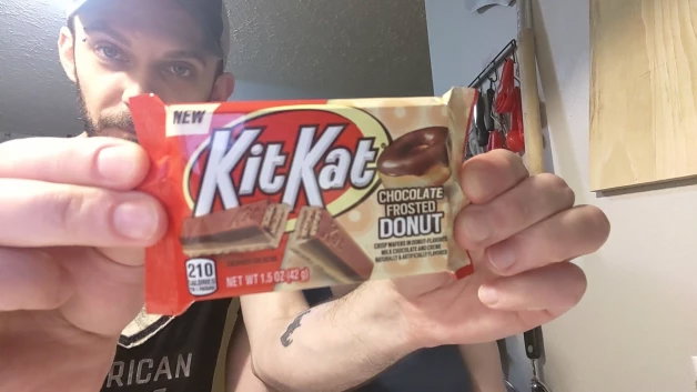 Photo by SpicedEnterprise with the username @spicesophia, who is a star user,  April 7, 2024 at 6:02 PM and the text says 'New KitKat taste test!! https://rumble.com/v4o20fh-kit-kat-chocolate-frosted-donut-and-birthday-cake-flavors-taste-test.html'