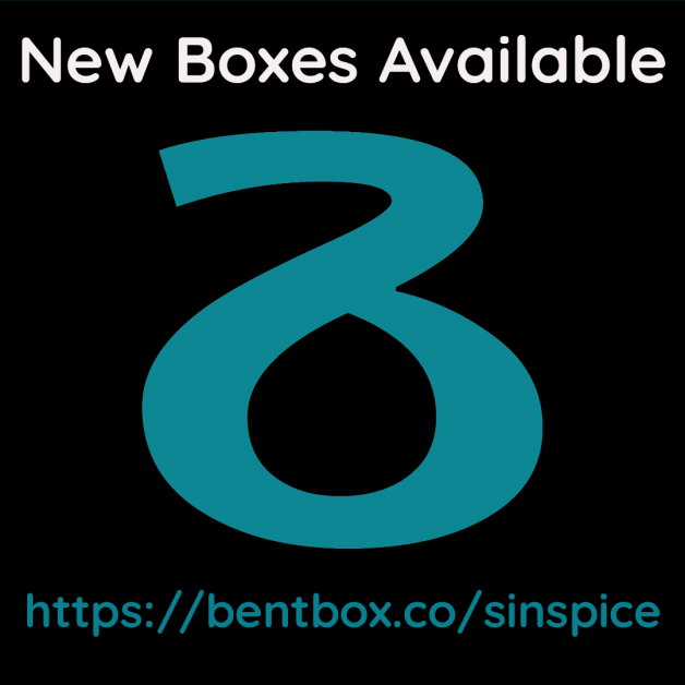 Photo by SpicedEnterprise with the username @spicesophia, who is a star user,  December 19, 2023 at 7:14 PM and the text says 'New Boxes out! https://bentbox.co/sinspice'