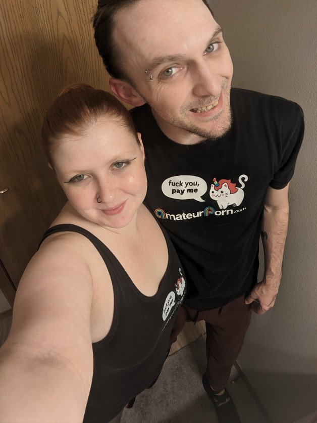 Photo by SpicedEnterprise with the username @spicesophia, who is a star user,  October 30, 2024 at 4:58 PM and the text says 'In honor of national cat day we wore our ap clips caticorn shirts! Check out our store there.https://apclips.com/sophiasinclair/fanclub'