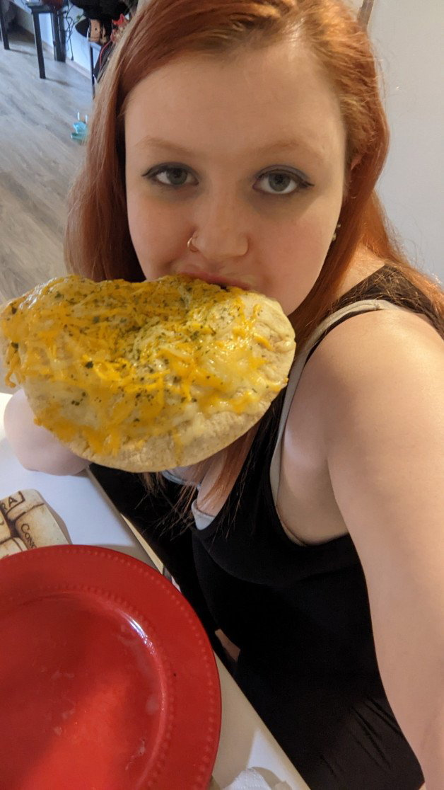 Photo by SpicedEnterprise with the username @spicesophia, who is a star user,  May 22, 2022 at 8:58 PM. The post is about the topic SFW Food and the text says 'Jasper made a stuffed pita for breakfast! What can I say I love stuffing big things in my mouth 🥵'