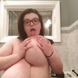 Photo by bustykailey with the username @bustykailey,  October 11, 2021 at 1:51 AM. The post is about the topic Cum Sluts and the text says 'will all u men cum on my tits for me'