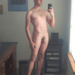 Photo by GayKinky with the username @GayKinky, who is a verified user,  May 1, 2021 at 3:06 PM and the text says '#Chastity'