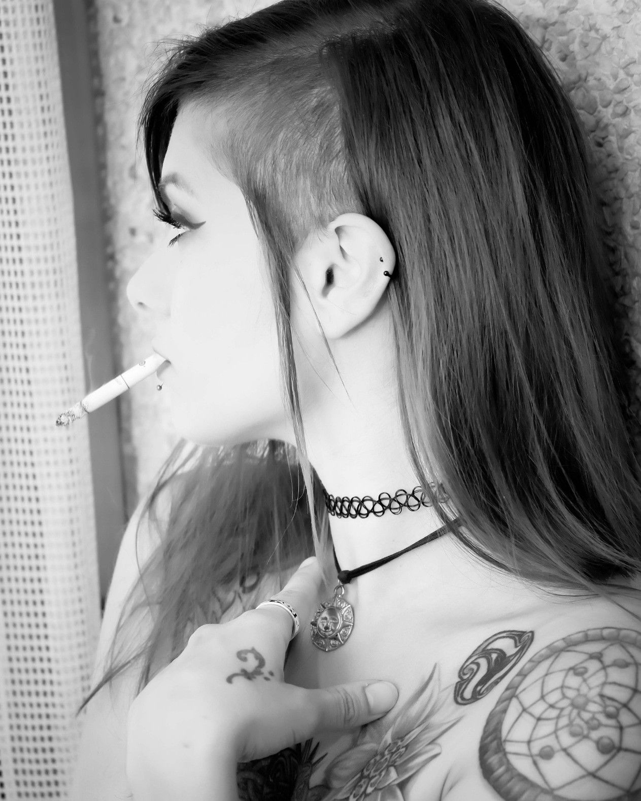 Photo by NightwishNymph with the username @nightwishnymph, who is a star user,  October 31, 2020 at 5:27 PM. The post is about the topic Smoke and the text says '#tattooed #alternativemodel #eroticartist #smoke #smokefetish'