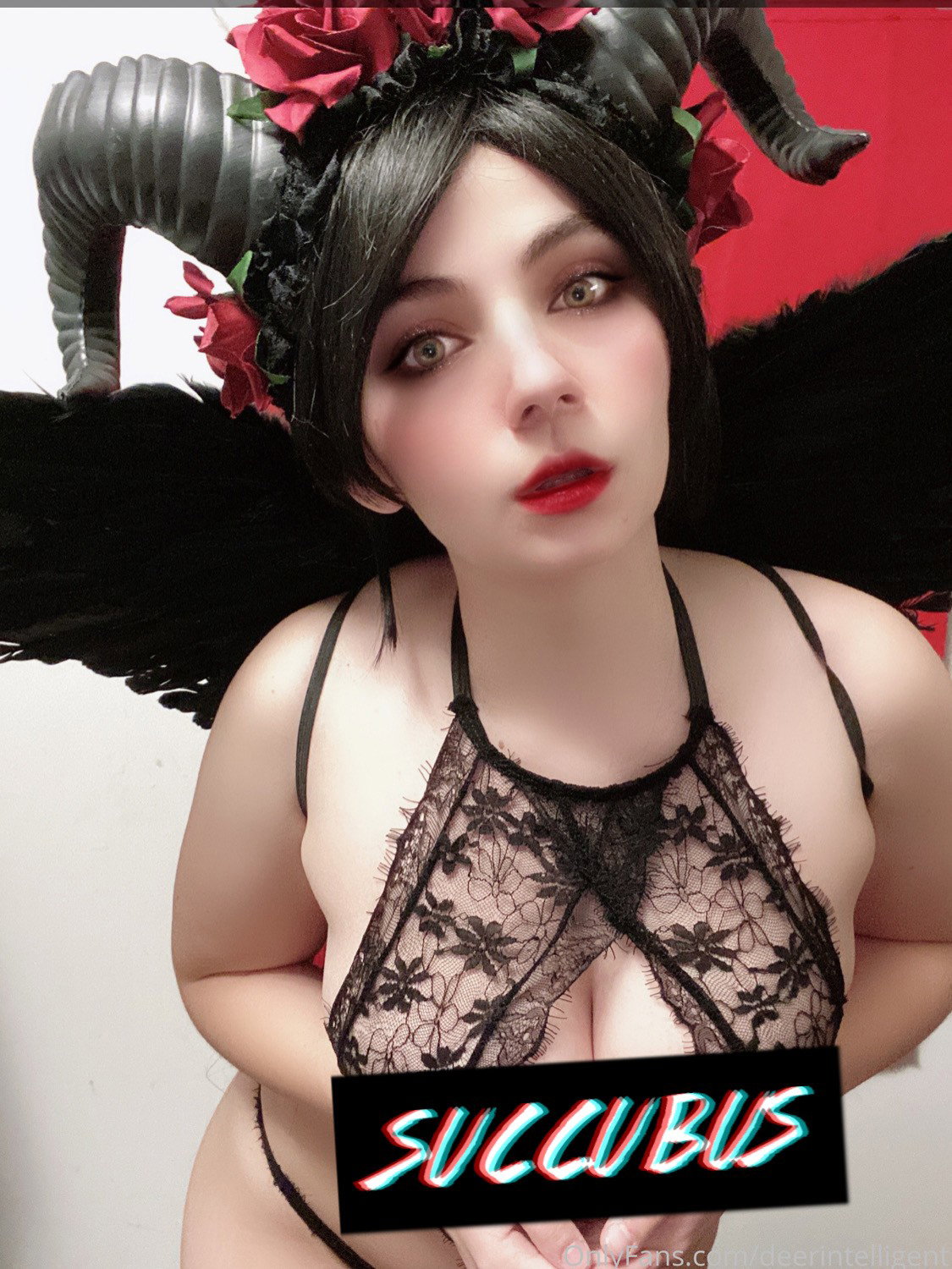 Photo by DeerIntelligent with the username @DeerIntelligent, who is a star user,  October 31, 2020 at 10:23 PM. The post is about the topic Cosplay and the text says 'Halloween Sexy Succubus set preview 🖤
Hope everyone had a good Halloween 😈'