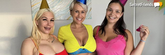 Photo by Secret Friends with the username @secretfriends, who is a brand user,  July 11, 2022 at 11:13 PM and the text says '#Busty #Babe #Model #KyraHot #AngelWicky #SofiaLee #AdultPrime #Blonde #Brunette'