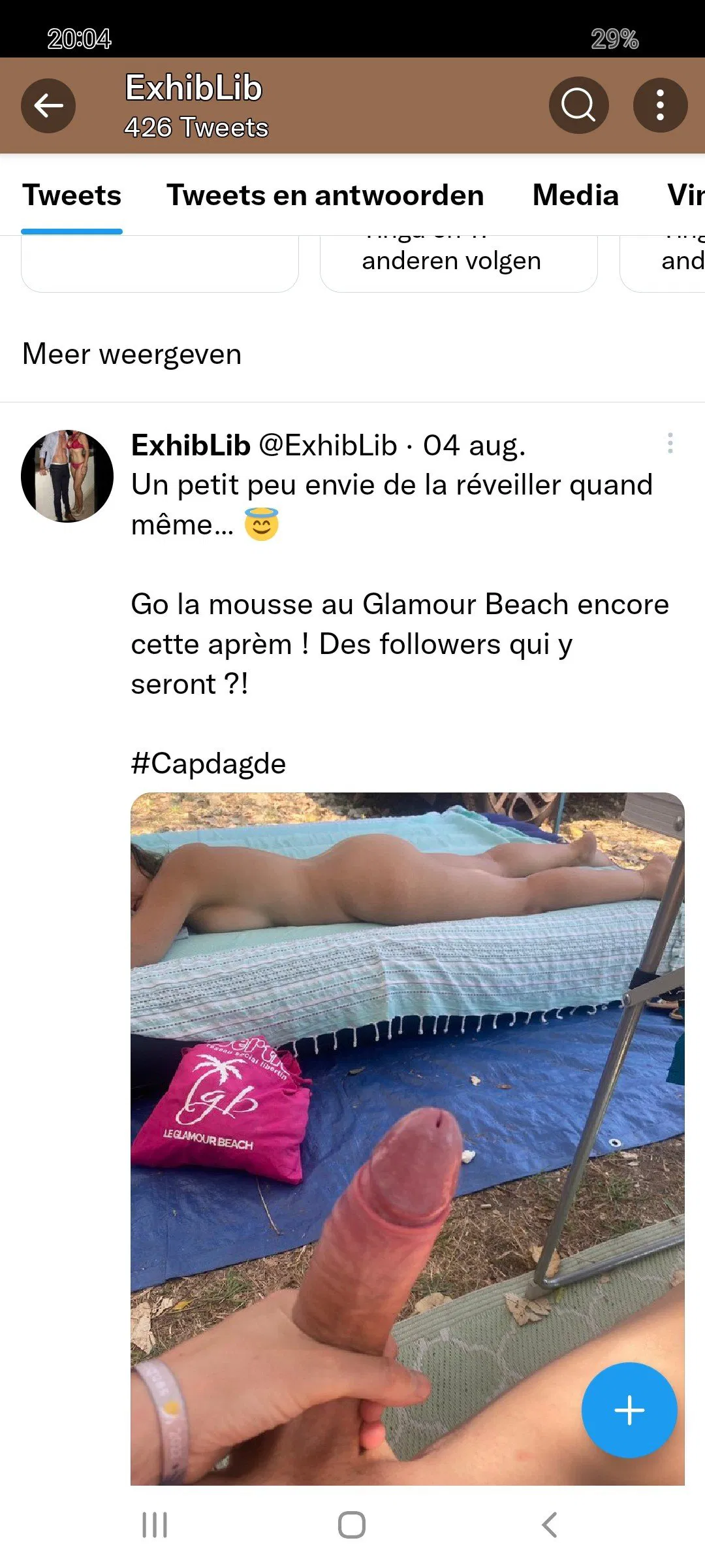 Album by xxike with the username @xxike,  August 17, 2022 at 6:12 PM. The post is about the topic Cap d'Agde souvenirs and the text says 'Couple @exhiblib surTwitter:
"Le voisin de camping aime"😀

 
Camping naturiste #RenéOltra au #Capdagde'