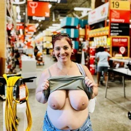 Photo by PeacockCouple with the username @PeacockCouple, who is a star user,  March 25, 2024 at 6:02 PM. The post is about the topic Public  Flashing and the text says 'do more at the home depot..'