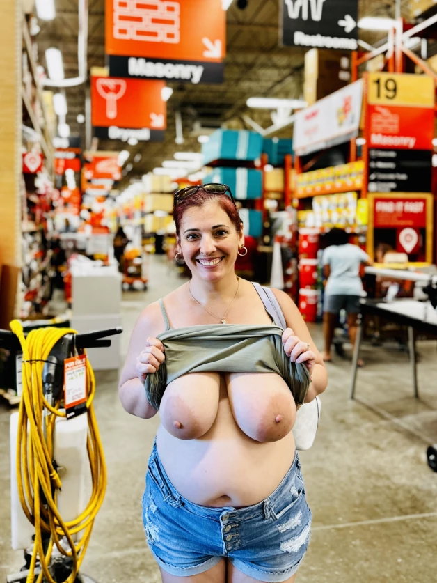 Photo by PeacockCouple with the username @PeacockCouple, who is a star user,  March 25, 2024 at 6:02 PM. The post is about the topic Public  Flashing and the text says 'do more at the home depot..'