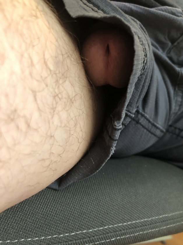 Photo by Atxguy with the username @Atxguy, who is a verified user,  April 8, 2021 at 6:44 PM. The post is about the topic Dick slips and Freeballing and the text says 'peek-a-boo! 😉'