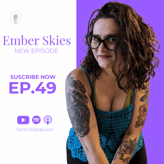 Photo by Cam Girl Podcast with the username @CamGirlDiaries, who is a brand user,  October 24, 2023 at 10:40 AM and the text says 'New Camgirl Diaries Podcast episode is available on Spotify and Apple Podcasts or wherever you listen to your podcasts 🩷 Brace yourselves for an unforgettable journey as Ember takes us through the realms of Naughty Religious Roleplay and more 🩷..'
