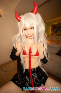 Photo by Babes Cosplay with the username @babescosplay,  December 7, 2020 at 8:02 PM. The post is about the topic Sexy Succubus and the text says 'Give Me Something Else To Squeeze With My Tits~'