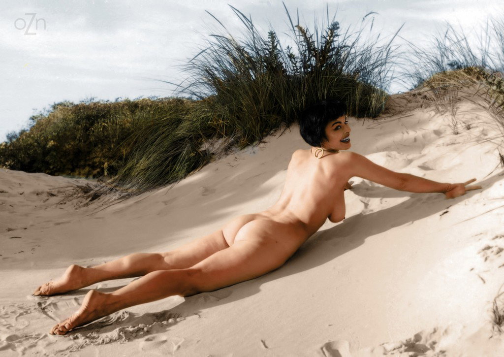 Photo by oZn with the username @oldiznew,  June 30, 2019 at 4:34 PM and the text says 'Sequin (Gerry Gardner) nude on the beach, sharing her beautiful round ass.

http://oldiznew.com/imgDetail.asp?cID=576'