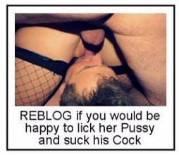 Shared Photo by curiousandrandy with the username @curiousandrandy,  May 20, 2024 at 11:57 PM and the text says '🤤🤤 i would suck him off and then slurp his cum right out of my wifes freshly fucked pussy!'