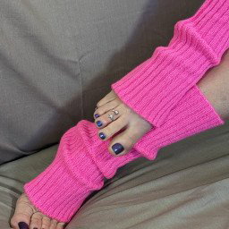 Photo by bestsexyfeetlegs with the username @bestsexyfeetlegs, who is a star user,  June 2, 2021 at 1:47 AM. The post is about the topic Leg Warmers & Feet and the text says 'Pink leg warmers with purple nail polish. Who likes my new toe ring?
#sexyfeet #toes #milf'