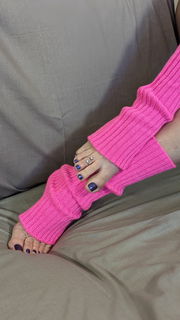 Photo by bestsexyfeetlegs with the username @bestsexyfeetlegs, who is a star user,  June 2, 2021 at 1:47 AM. The post is about the topic Leg Warmers & Feet and the text says 'Pink leg warmers with purple nail polish. Who likes my new toe ring?
#sexyfeet #toes #milf'