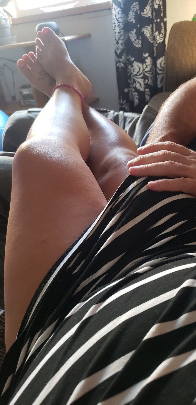 Watch the Photo by Shelby with the username @ShelbyK, posted on July 30, 2021. The post is about the topic Real Couples. and the text says 'Snuggling on the couch, his hand has definitely found a comfy spot to rest @stroker46'