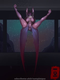 Photo by NastyPlatypus (comms OPEN) with the username @nastyplatypus, who is a verified user,  May 19, 2024 at 10:40 PM. The post is about the topic Futanari and the text says 'Requsted Futa Bat Lady

#futa #dickgirl #masturbation'