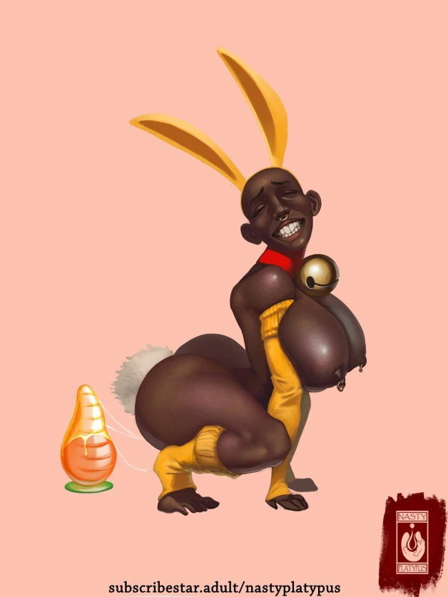 Photo by NastyPlatypus with the username @nastyplatypus, who is a verified user,  March 31, 2024 at 5:23 PM. The post is about the topic Midnght-hentai and the text says 'It wouldn't be a special day without Chocolate Bunnies, wouldn't it.

Happy Easter People!

#bunnygirl #nsfw #ebony #dildo #buttplug'