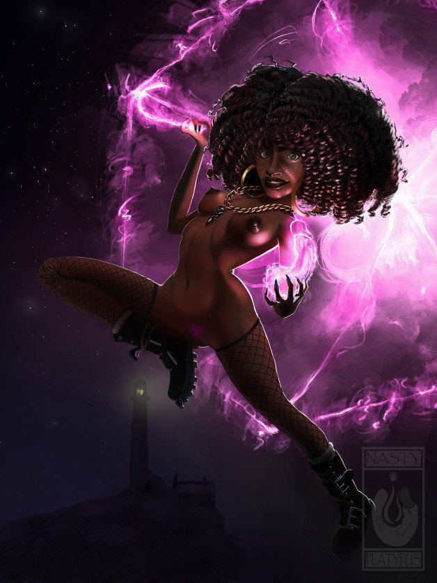 Photo by NastyPlatypus with the username @nastyplatypus, who is a verified user,  June 27, 2021 at 9:28 AM. The post is about the topic Games and the text says 'Layla from the recently presented game "Redfall"!

#nsfw #erotic #pinup #ebony #fanart #redfall #game'