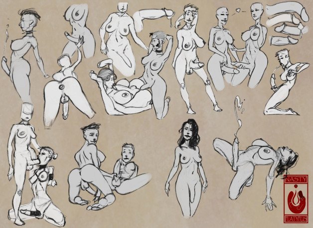 Photo by NastyPlatypus with the username @nastyplatypus, who is a verified user,  June 22, 2021 at 11:14 AM. The post is about the topic Art Porn and the text says 'A set of sketches of ladies with penis.
Choose your favorite!

#nsfw #futa #futanari #sketch #erotic #pinup'