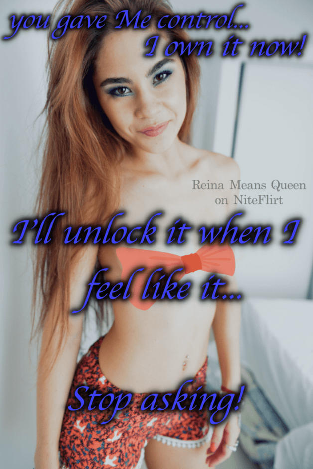 Photo by Reina Means Queen with the username @thebossysmurf,  February 17, 2021 at 7:37 PM. The post is about the topic Male Chastity and the text says '#owned #chastity #denied'