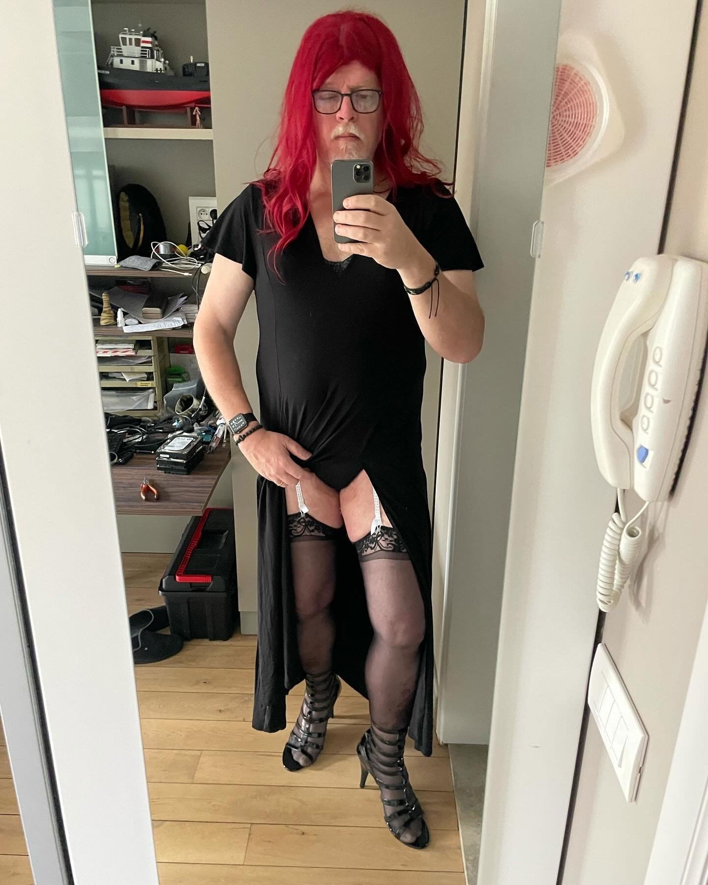 Photo by Hermientje with the username @Hermien, who is a verified user,  February 28, 2024 at 5:34 PM. The post is about the topic Sissy and the text says 'my favourite split-dress'