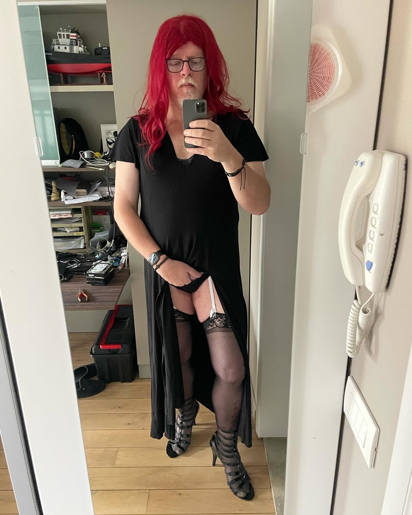 Photo by Hermientje with the username @Hermien, who is a verified user,  February 28, 2024 at 5:34 PM. The post is about the topic Sissy and the text says 'my favourite split-dress'