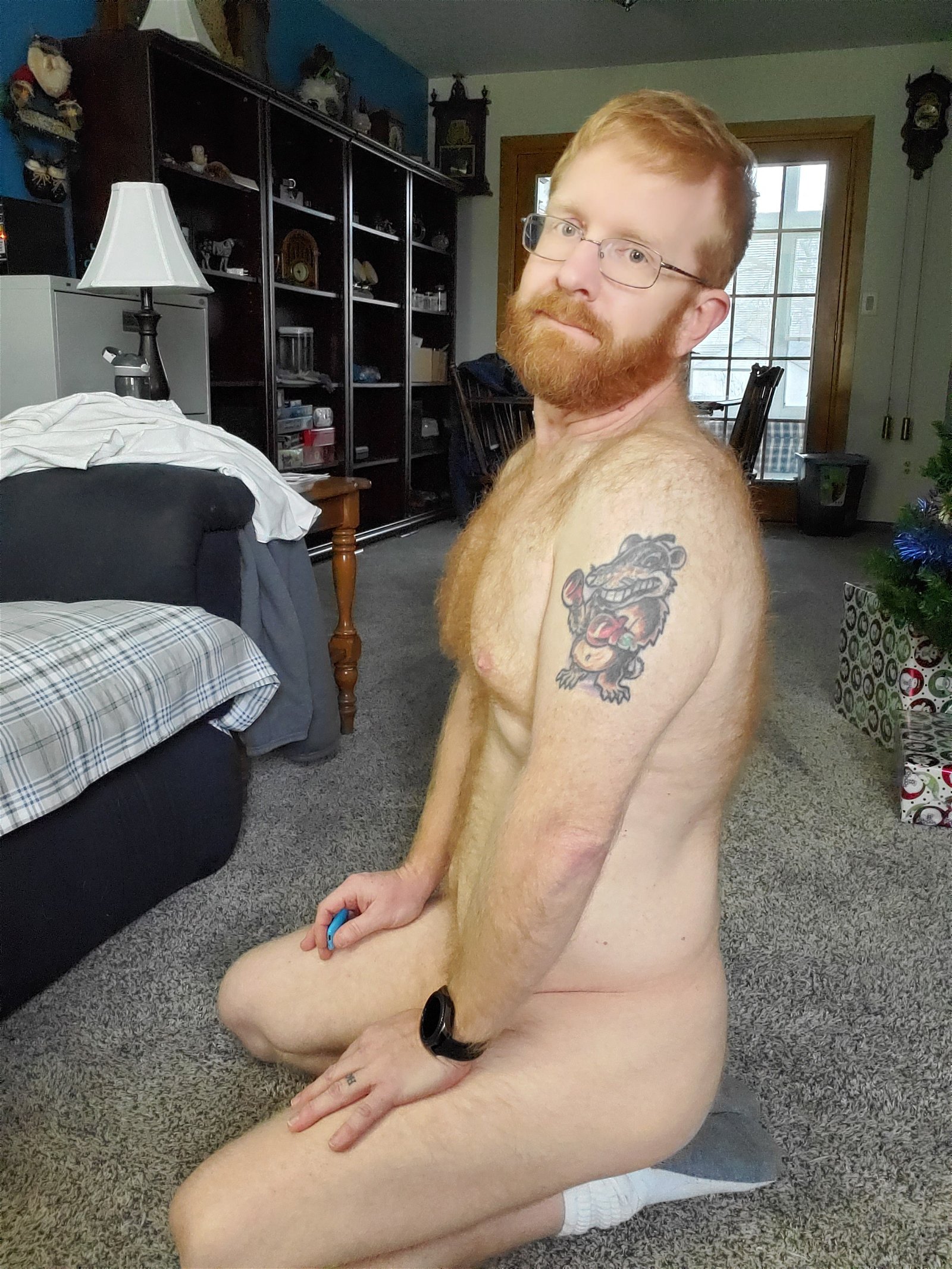 Photo by OtterInRed with the username @OtterInRed, who is a verified user,  December 15, 2019 at 2:54 AM and the text says '#cubbyinred #otterinred #cubby #gingerbutt #gingerass #firebottom #fuckme #gingerdick #gingercock #firecrotch #harddick #hardcock #bigballs #smallcock #smalldick #smallandproud'
