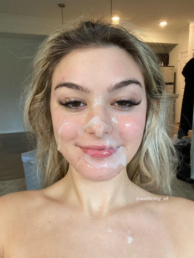 Photo by WorldOfCum with the username @WorldOfCum,  August 7, 2021 at 10:22 PM. The post is about the topic WOC Facials and the text says 'Ok,I don´t like this kind of women,but nice facials! ;-) Netfound without a name. Only something with Kitty'