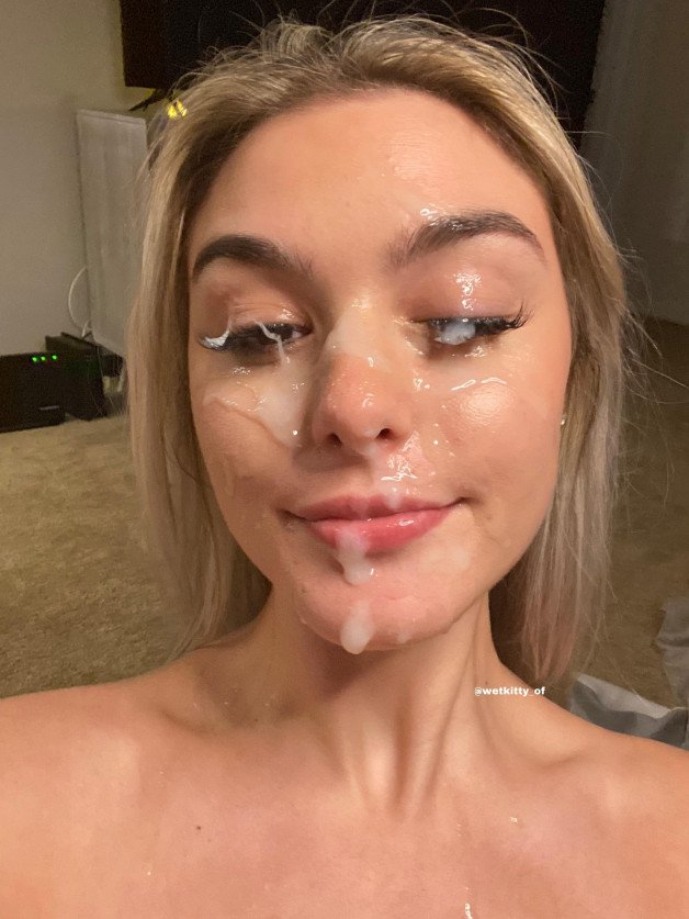 Photo by WorldOfCum with the username @WorldOfCum,  August 7, 2021 at 10:22 PM. The post is about the topic WOC Facials and the text says 'Ok,I don´t like this kind of women,but nice facials! ;-) Netfound without a name. Only something with Kitty'