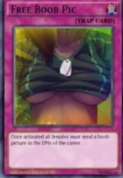 Shared Photo by MrRyder with the username @3viLstV,  May 17, 2021 at 6:49 PM and the text says '2 of my favorite things. Yugioh and boobs. Who else is with me?'